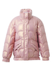 Manteau Matelassé Verni Comme Doudoune à Col Montant avec Manches Longues avec Poches Unicolore Manteau Femme