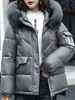 Manteau Matelassé Verni Fausse Fourrure Femme à Capuche avec Manches Longues avec Poches Unicolore Manteau Femme