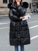 Manteau Matelassé Verni Fausse Fourrure Femme à Capuche avec Manches Longues avec Poches Unicolore Manteau Femme