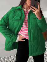 Manteau Matélassé à Capuche avec Manches Longues avec Boutons Unicolore Manteau Femme