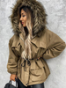 Manteau Matélassé Comme Doudoune à Capuche avec Manches Longues Coupe Cintrée à Lacets avec Poches Unicolore