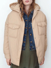 Manteau Matélassé Court à Capuche Femme avec Manches Longues avec Boutons Pressins avec Poches Unicolore
