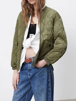 Manteau Matélassé Court Femme Verni à Capuche avec Manches Longues avec Boutons Pressions Unicolore