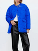 Manteau Matélassé Court Femme Verni à Col Rond avec Manches Longues avec Boutons Pressions Unicolore