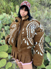 Manteau Matélassé Court Imprimé avec Manches Longues à Zip Bicolores Manteau Femme