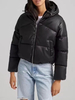 Manteau Matélassé Femme Court à Capuche avec Manches Longues à Zip Unicolore
