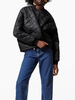 Manteau Matélassé Long Femme à Col Revers avec Manches Longues avec Poches Unicolore