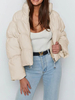 Manteau Matélassé Long Femme à Col Revers avec Manches Longues avec Poches Unicolore