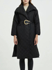 Manteau Matélassé Mi-long Femme à Col Revers avec Manches Longues Coupe Cintrée Unicolore Comme Doudoune