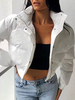 Manteau Matélassé Taille Haute Femme à Col Revers avec Manches Longues avec Poches Unicolore