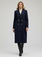 Manteau mi-long croisé en laine avec boutons dorés pour femme 2025