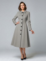 Manteau mi-long en laine trapèze avec col chemise pour femme 2025