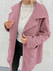 Manteau Mi-long Femme à Col Revers avec Manches Longues avec Poche Unicolore