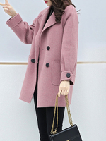 Manteau MI-long Femme à Col Revers avec Manches Longues avec Poches Unicolore