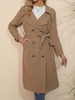 Manteau Mi-long Femme à Col Revers avec Manches Longues Coupe Cintrée à Lacets Unicolore Manteau Femme