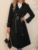 Manteau Mi-long Femme à Col Revers avec Manches Longues Coupe Cintrée à Lacets Unicolore Manteau Femme