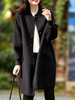 Manteau Mi-long Femme à Col Rond avec Manches Longues Amples avec Boutons Unicolore