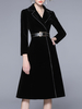 Manteau Mi-long Femme en Velours à Col Revers avec Manches Longues Coupe Cintrée avec Poches Unicolore Manteau Femme