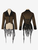 Manteau mi-long gothique marron café pour femme trench slim mode automne et hiver col montant foncé smoking de palais