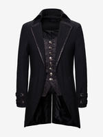 Manteau noir pour homme style gentleman à manches longues style rétro