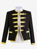 Manteau noir vintage à manches longues en polyester avec boutons de style européen et blocs de couleurs costumes rétro pour homme