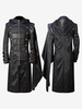Manteau noir vintage à manches longues en polyester et fibre de polyester pour homme