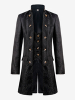 Manteau Noir Vintage Top Renaissance Jacquard Manches Longues Veste Rétro Costumes Pour Homme Déguisement Vintage