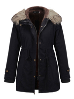 Manteau Parka Femme Manteau Col En Fausse Fourrure À Capuche Poches Cordon Manteau Dhiver