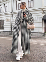Manteau pied-de-poule à revers crantés et boutons Vêtements dextérieur dhiver pleine longueur