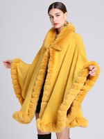 Manteau Poncho Femme Cape en Fausse Fourrure Vêtements dextérieur dhiver 2025