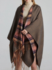 Manteau Poncho Femme Manteaux Cape à Manches Longues à Carreaux Marron Profond