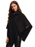 Manteau poncho surdimensionné à manches longues à col rabattu pour femmes Cape Coat