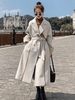 Manteau Pour Femme Beige Col Rabattu Manches Longues Ceinture Veste D