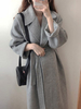 Manteau pour femme col rabattu à lacets abricot Maxi manteau manteau dhiver