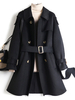 Manteau pour femme col rabattu boutons ceinture décontracté manteau dhiver noir manteau portefeuille