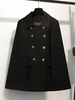 Manteau pour femme col rabattu boutons élégant superposé noir portefeuille