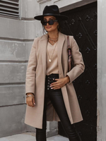 Manteau Pour Femme Col Rabattu Poches Décontracté Noir Hiver Chaud Femmes Veste