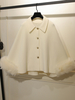 Manteau pour femme en blocs de couleurs col rabattu fausse fourrure manteau dhiver blanc décontracté