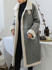 Manteau pour femme gris col rabattu manteau dhiver décontracté en fausse fourrure