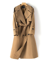 Manteau Pour Femme Kaki Col Rabattu Boutons Double Poitrine Sash Wrap Coat