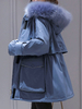Manteau pour femme Manches Longues Veste Bleu Poches Parka Manteau d\