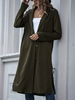 Manteau Pour Femme Vert Chasseur À Capuche Manches Longues Boutons Manteau Décontracté En Laine Fendue