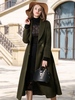 Manteau Pour Femme Vert Chasseur Col Rabattu Manches Longues Boutons Veste D