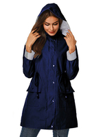 Manteau pour femmes à capuche à lacets décontracté manteau en laine bleu marine