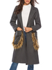 Manteau pour les femmes gris à manches longues col rabattu poches Manteaux d\