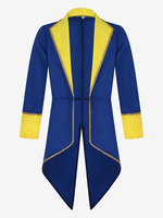Manteau rouge vintage à boutons rétro et blocs de couleurs à manches longues en polyester pour homme