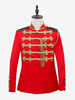 Manteau rouge vintage à franges et boutons rétro blocs de couleurs manches longues en polyester costumes rétro pour homme