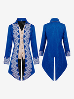 Manteau Rouge Vintage Haut Renaissance Imprimé Fleuri Manches Longues Veste Rétro Costumes Pour Homme Déguisement Vintage