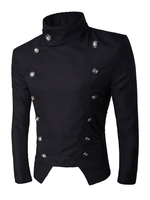 Manteau rétro double boutonnage col montant noir blazer vintage Déguisements Halloween