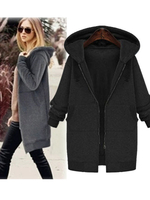 Manteau Sweat à Capuche Femme avec Manches Longues avec Poches à Zip Unicolore Manteau Sweat à Capuche Femme